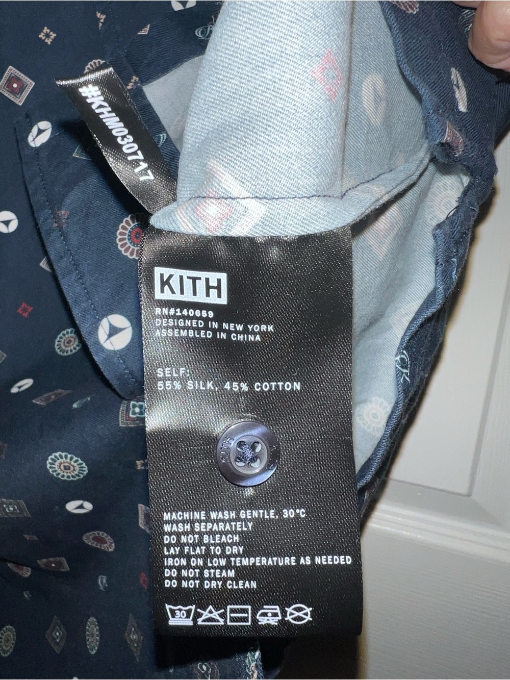 Kith Taylor Made Collab Navy Geometric Button-Down Camp Shirt - Picture 4 of 4